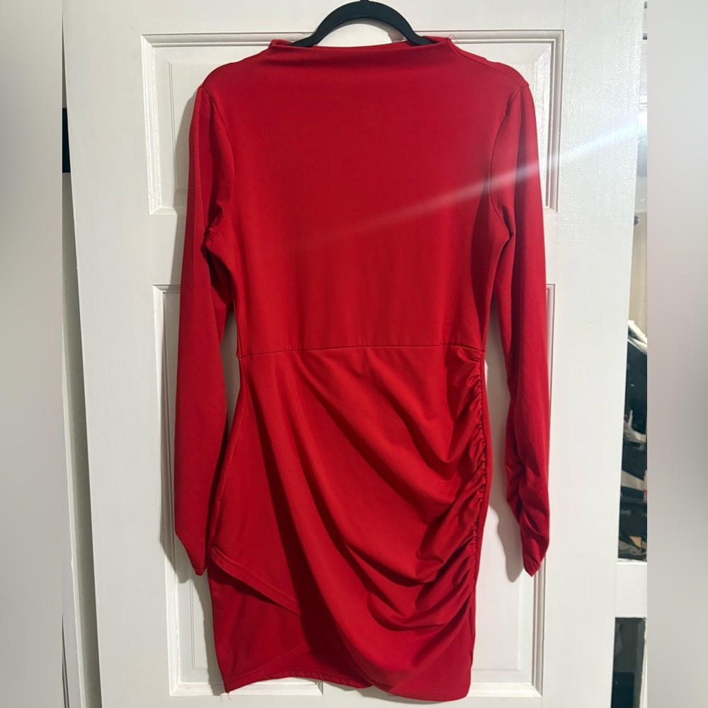 Elegant Red Ruched Dress